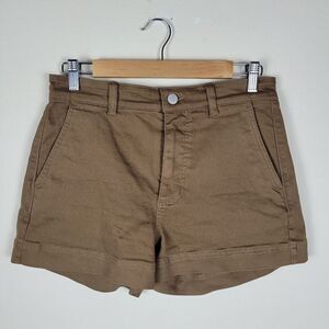 Everlane Shorts Womens 6 Brown Cotton Twill High Rise Chino Pockets Casual